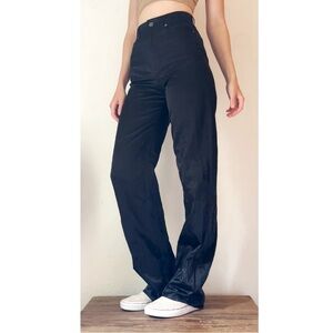& Other Stories Stockholm Atelier Metallic Black High Waisted Wide Leg Pants 2